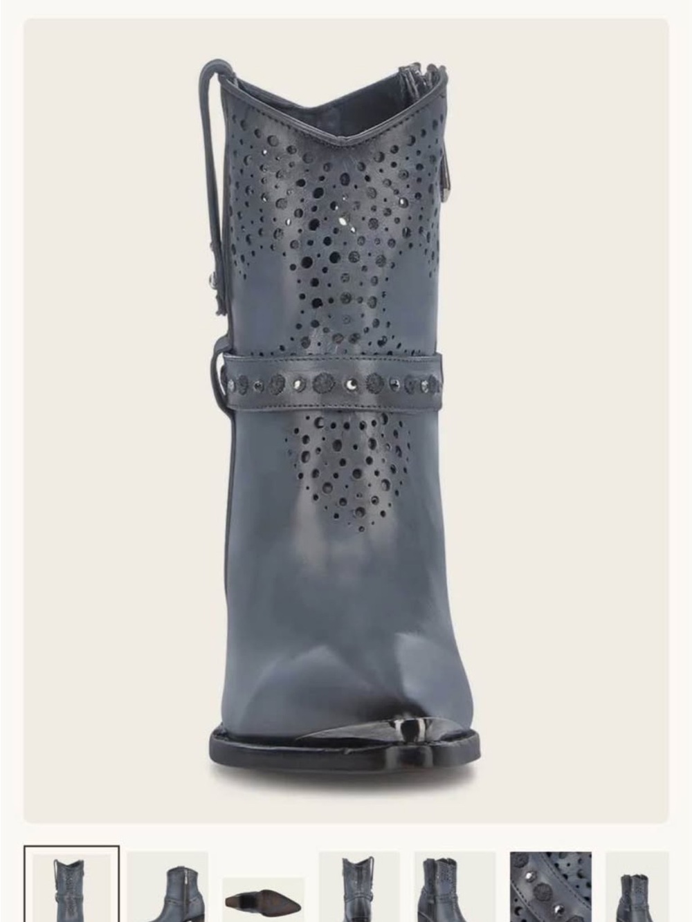 Cuadra Stud-Embellished Pointed-Heel Mid-Calf Boot - Black - Picture 2 of 5
